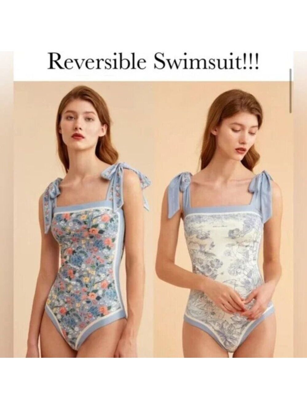 Reversible Tie-shoulder One Piece Swimsuit XL NWOT